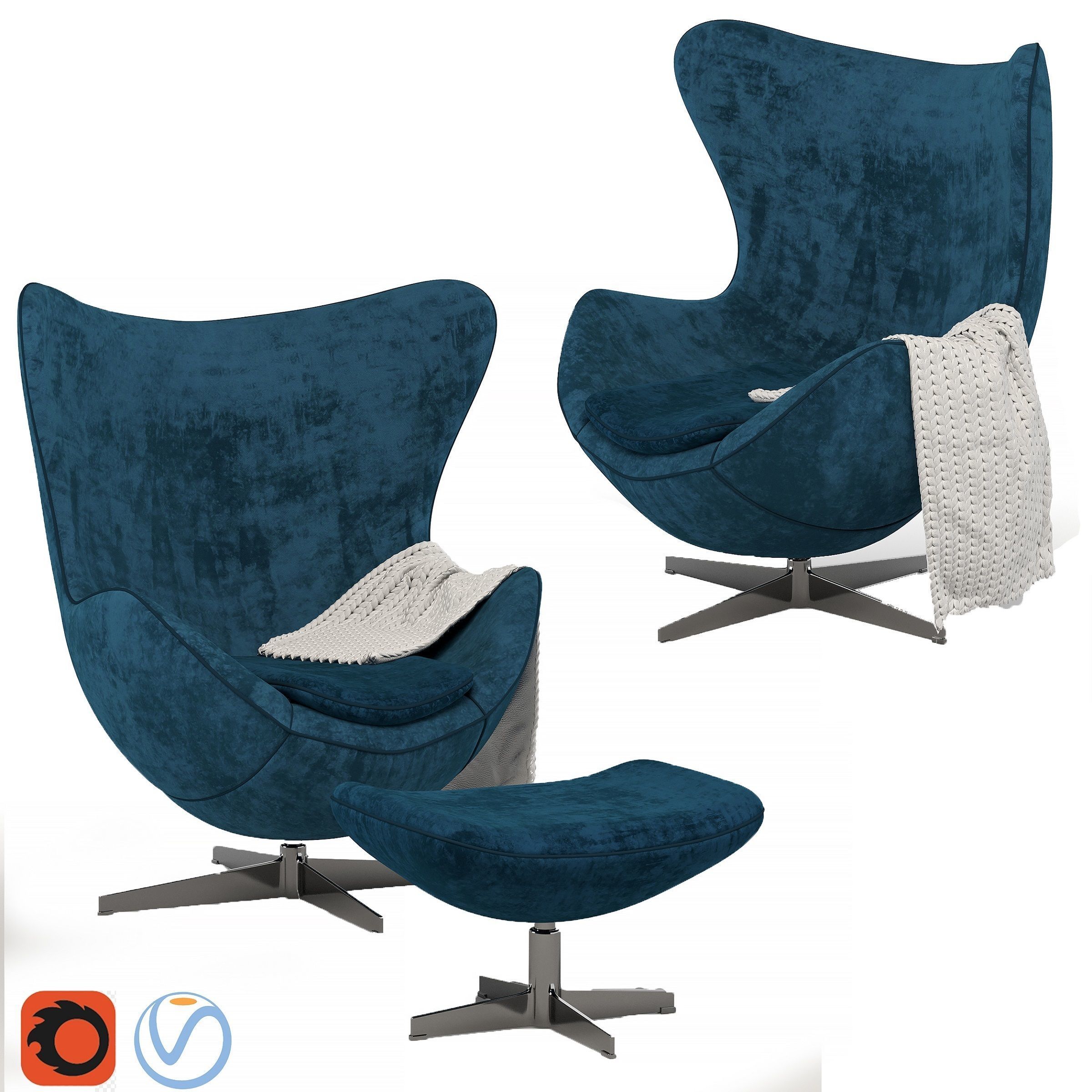 Egg chair 3D model_2