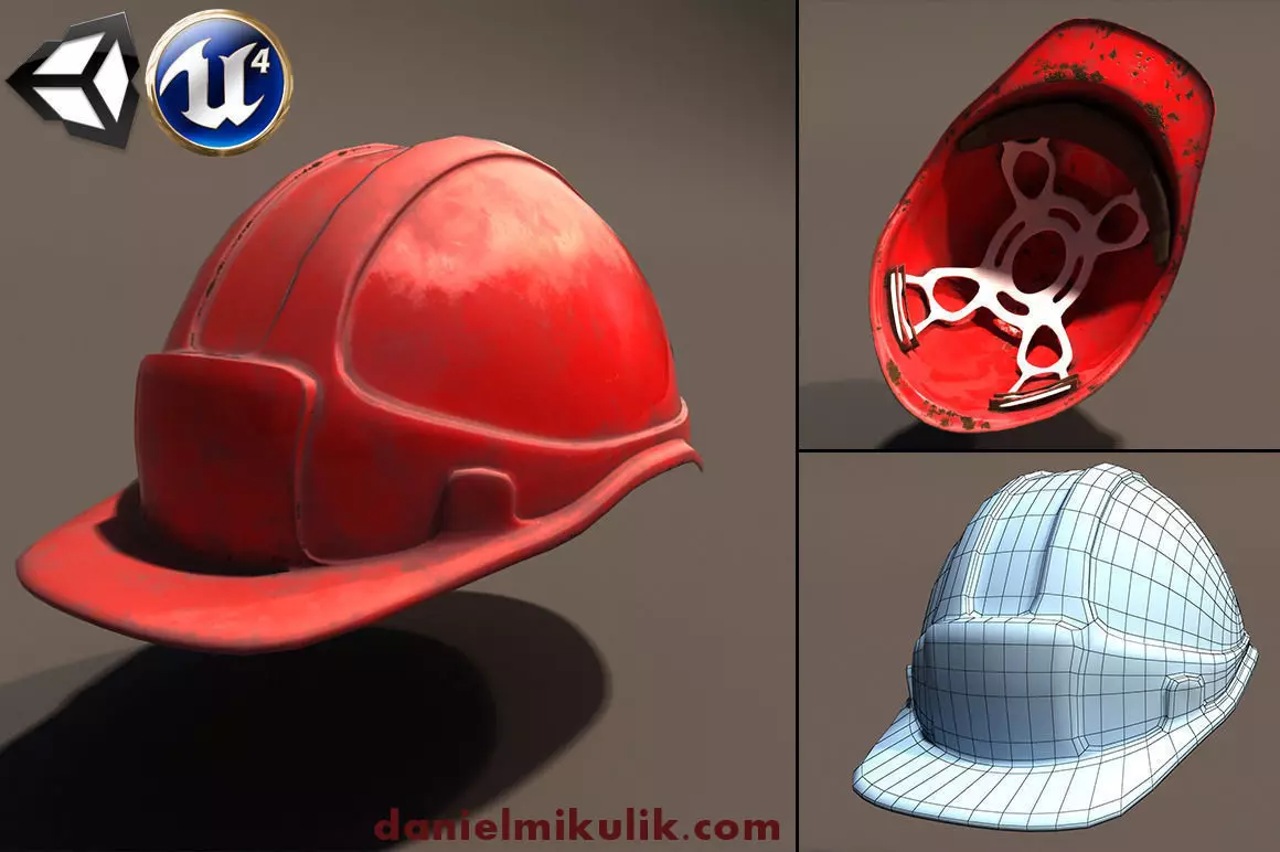 Low Poly Safety Helmet  Unity and Unreal Low-poly 3D model_0