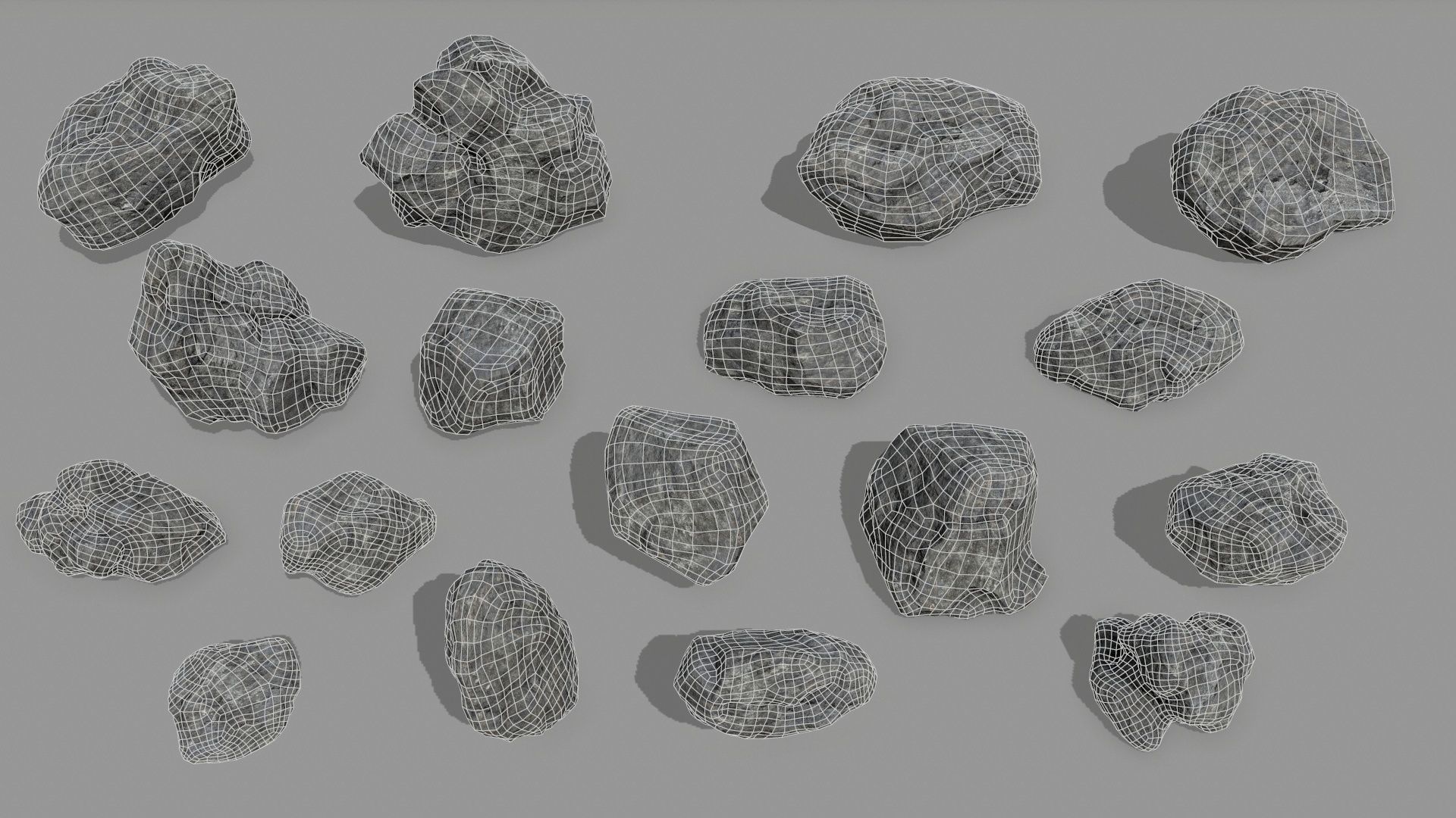 Rock Set Low-poly 3D model_1