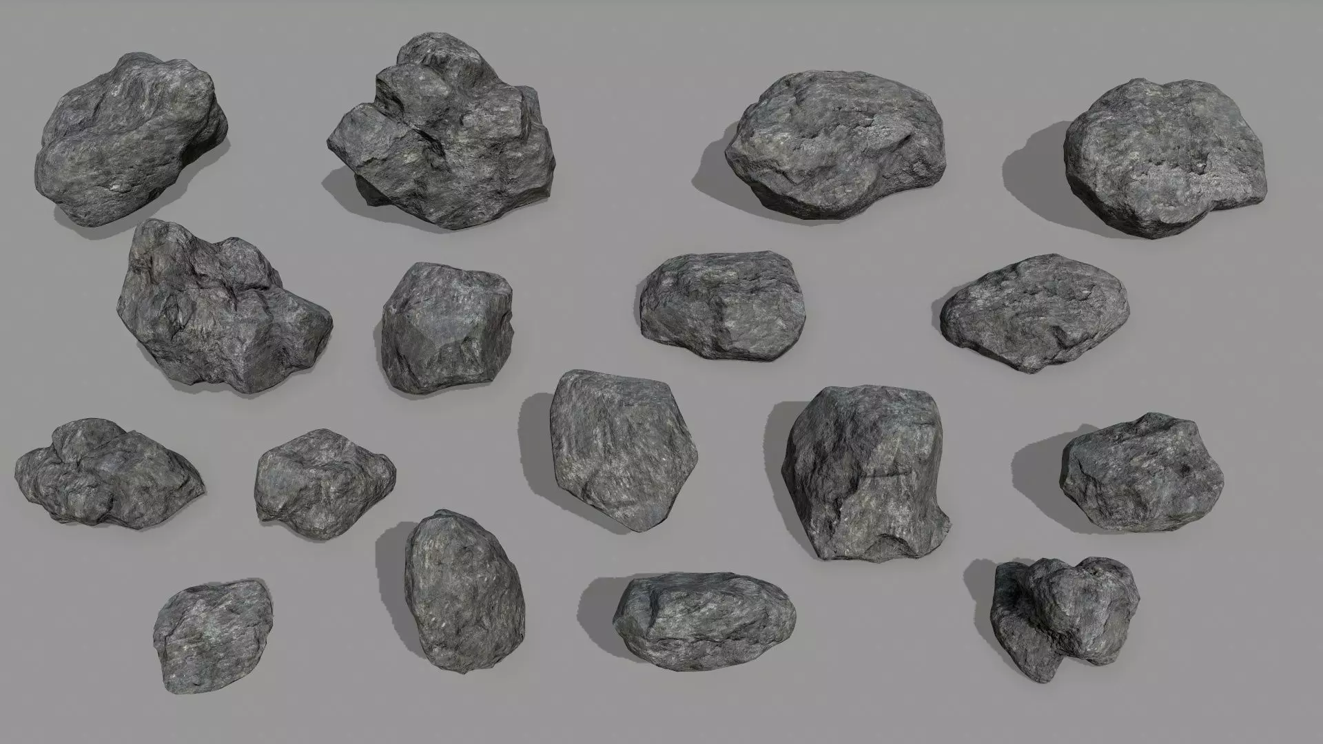 Rock Set Low-poly 3D model_0