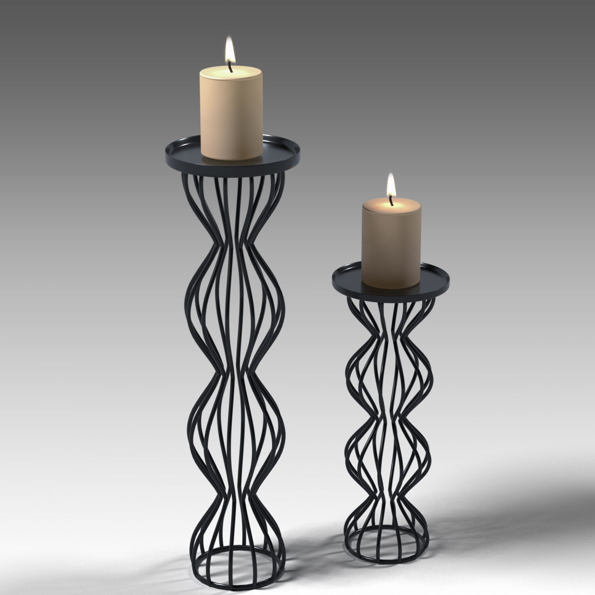 Modern Candlesticks 3D model_1