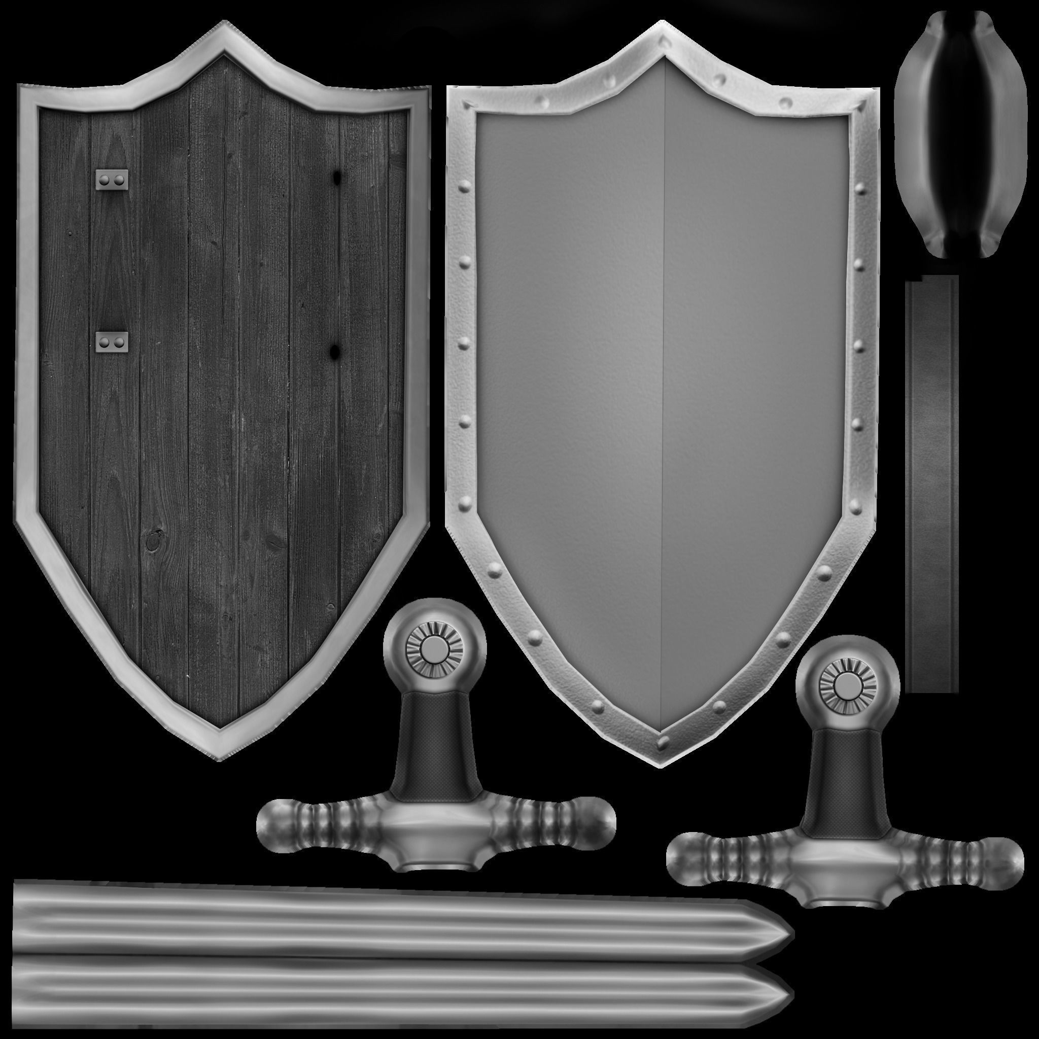 Knight Character With Shield And Sword Low-poly 3D model_15