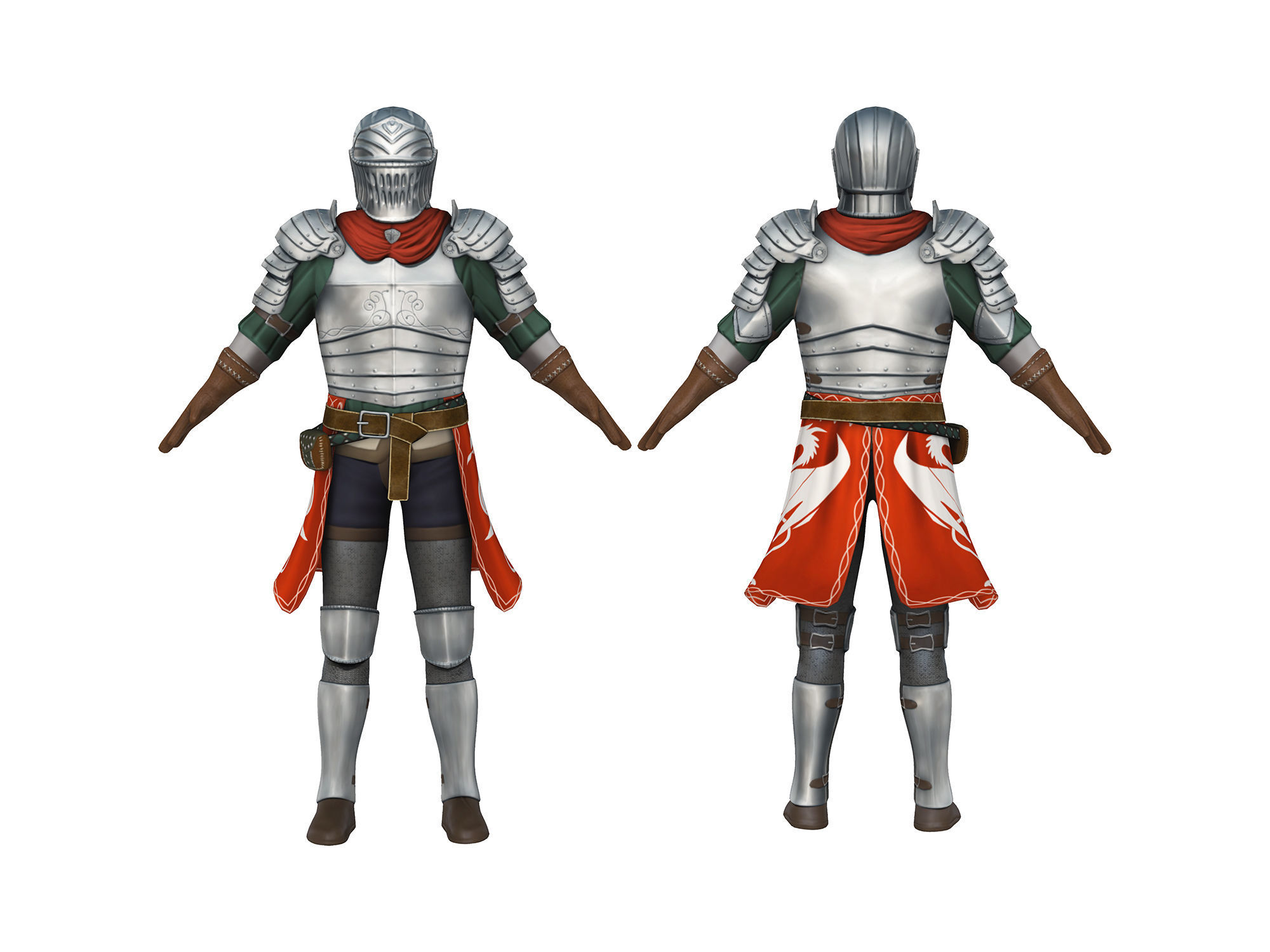 Knight Character With Shield And Sword Low-poly 3D model_1