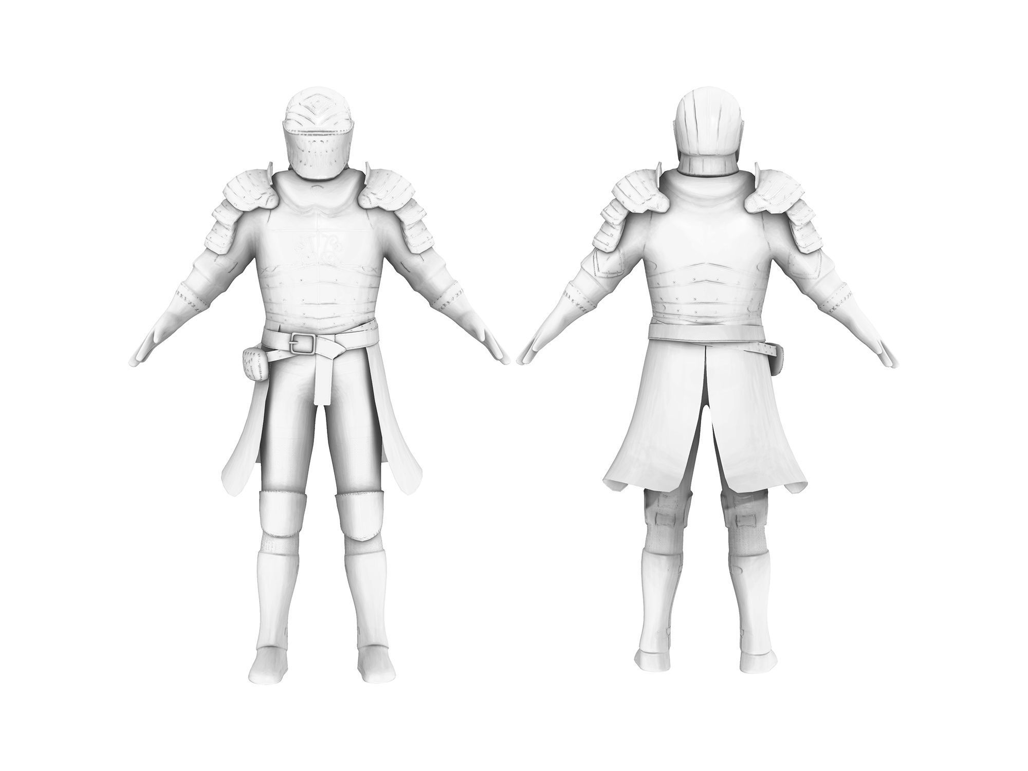 Knight Character With Shield And Sword Low-poly 3D model_4