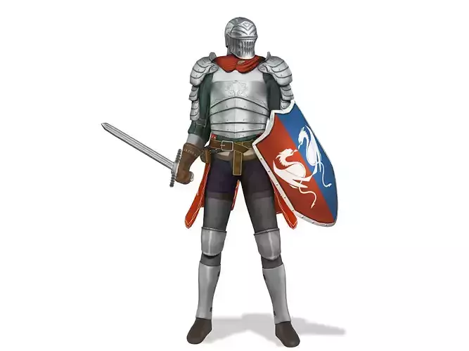 Knight Character With Shield And Sword