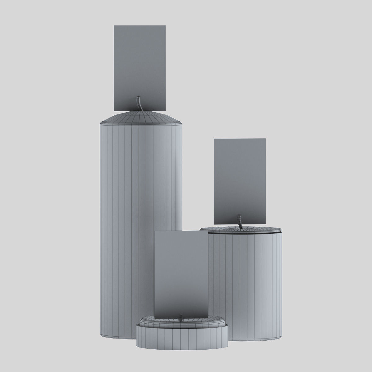 Candles three with candle in middle 3D model_4