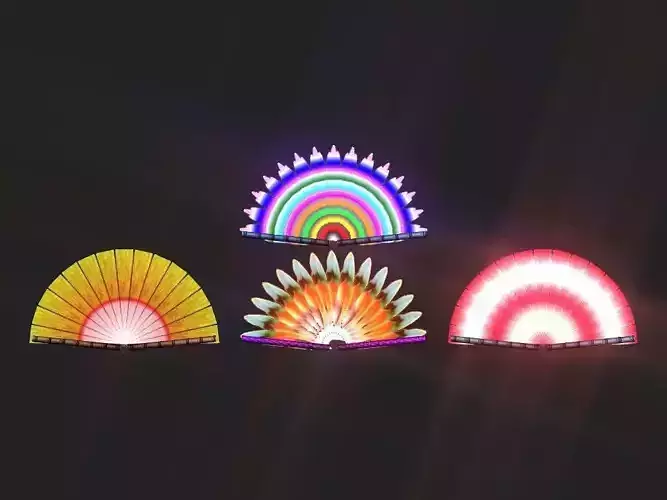 Another Colorful Decoration Fans collection Low-poly 3D model