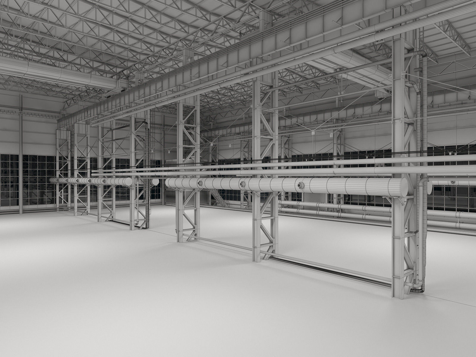 Industrial Building Interior 01 Low-poly 3D model_9