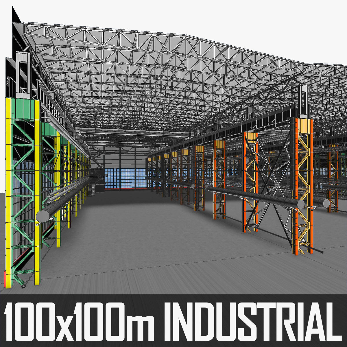 Industrial Building Interior 01 Low-poly 3D model_27