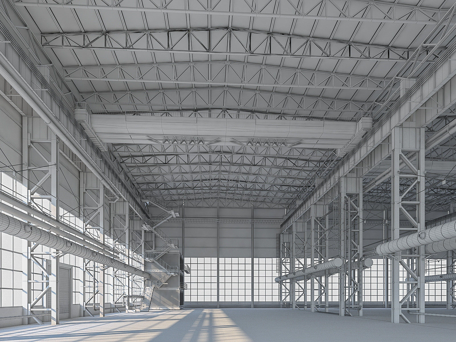 Industrial Building Interior 01 Low-poly 3D model_1