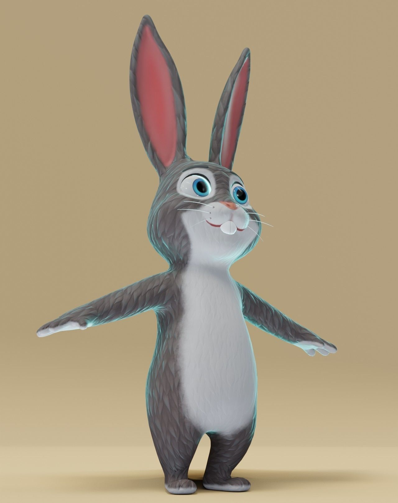 Bunny 3D Model cartoon Low-poly 3D model_3