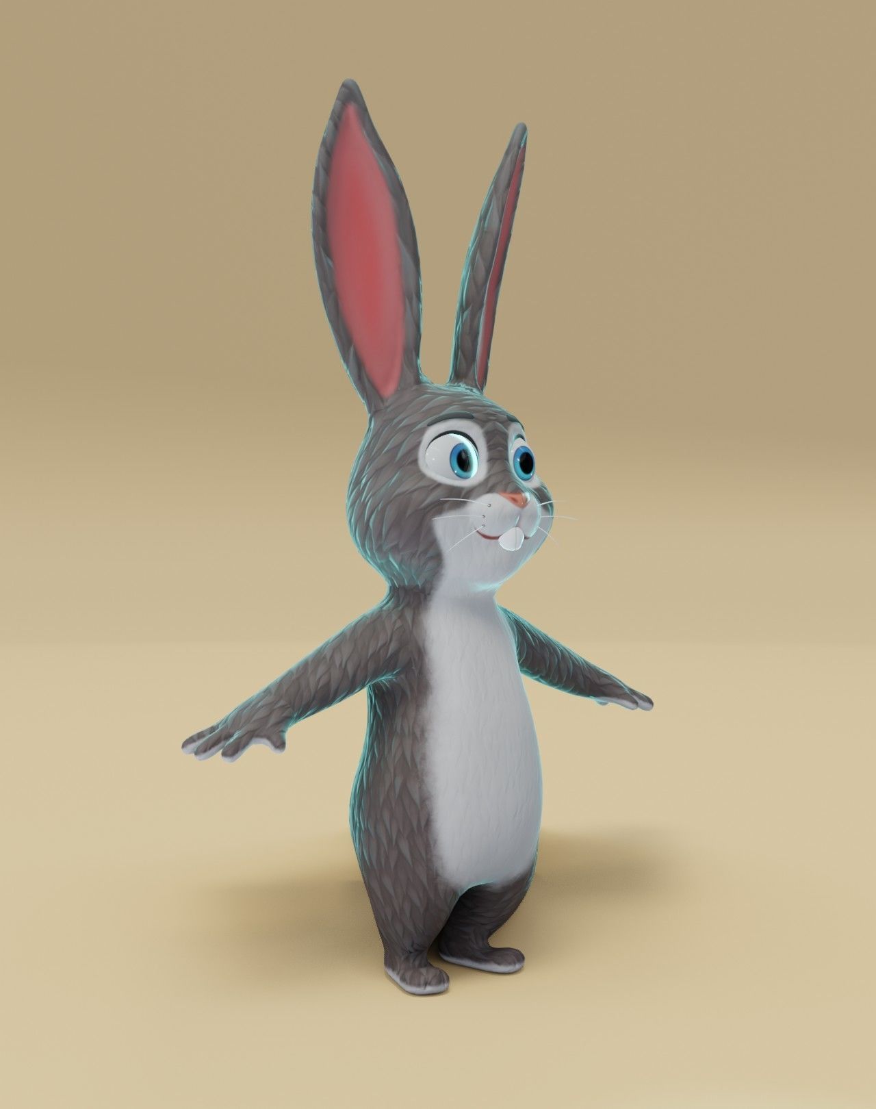 Bunny 3D Model cartoon Low-poly 3D model_2