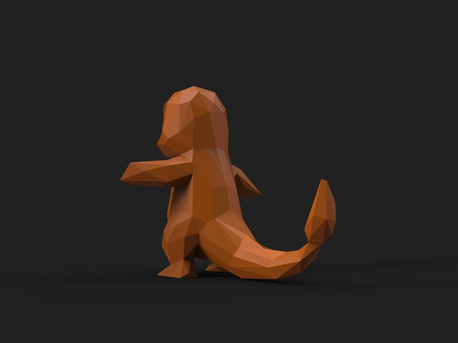 Charmander Low Poly dinosaur 3D print model_9