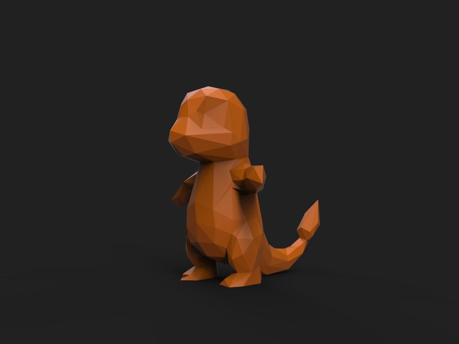 Charmander Low Poly dinosaur 3D print model_5