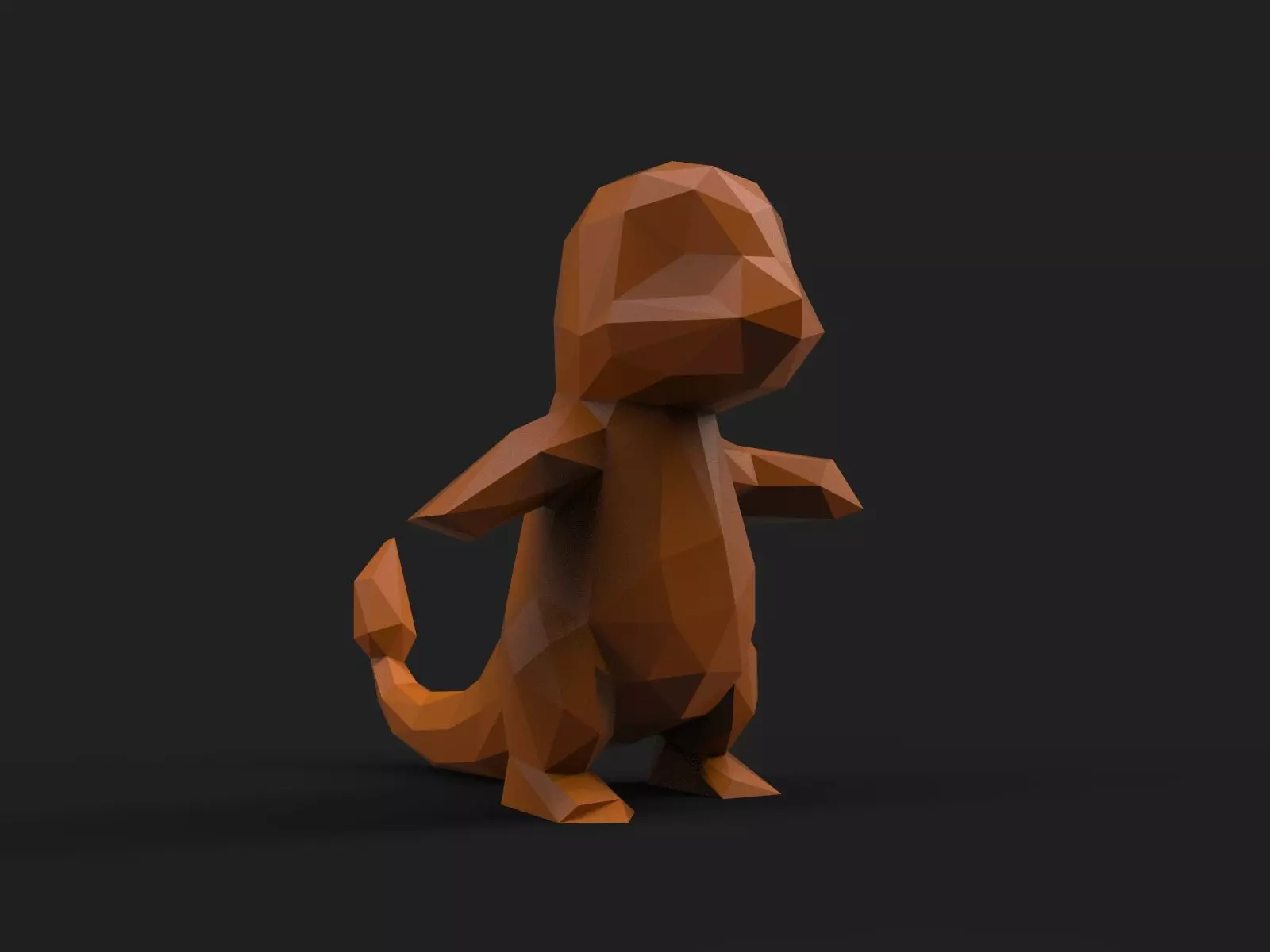 Charmander Low Poly dinosaur 3D print model_0