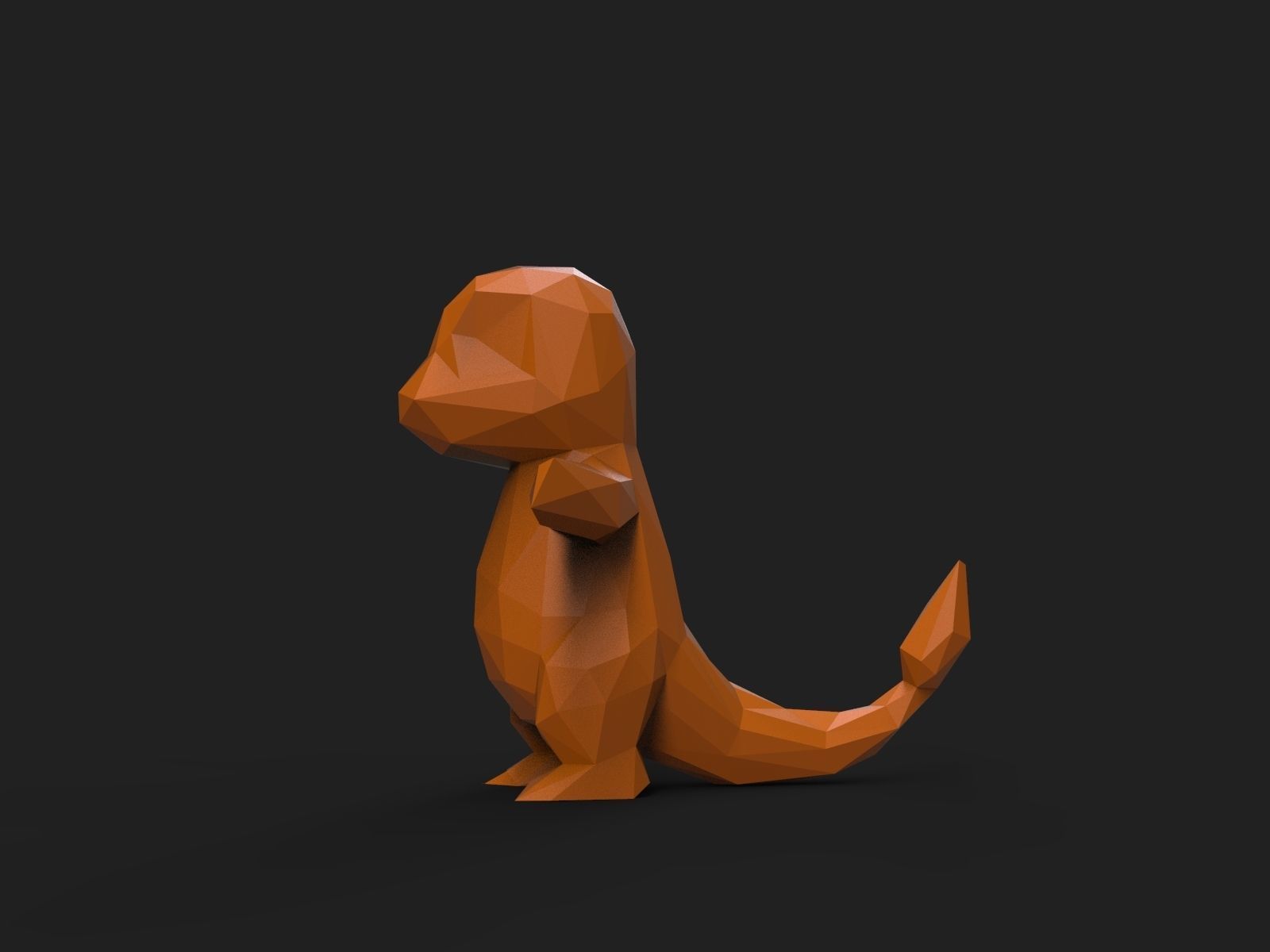 Charmander Low Poly dinosaur 3D print model_7