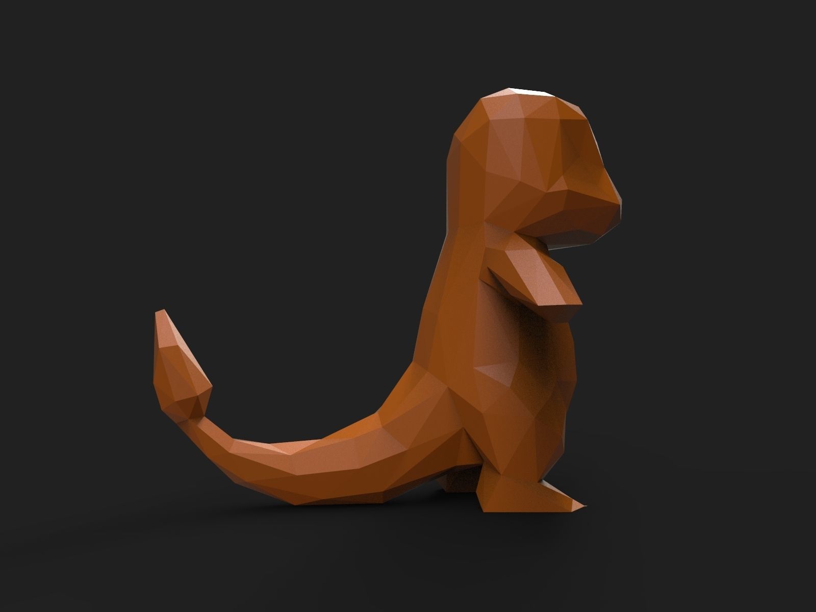 Charmander Low Poly dinosaur 3D print model_15