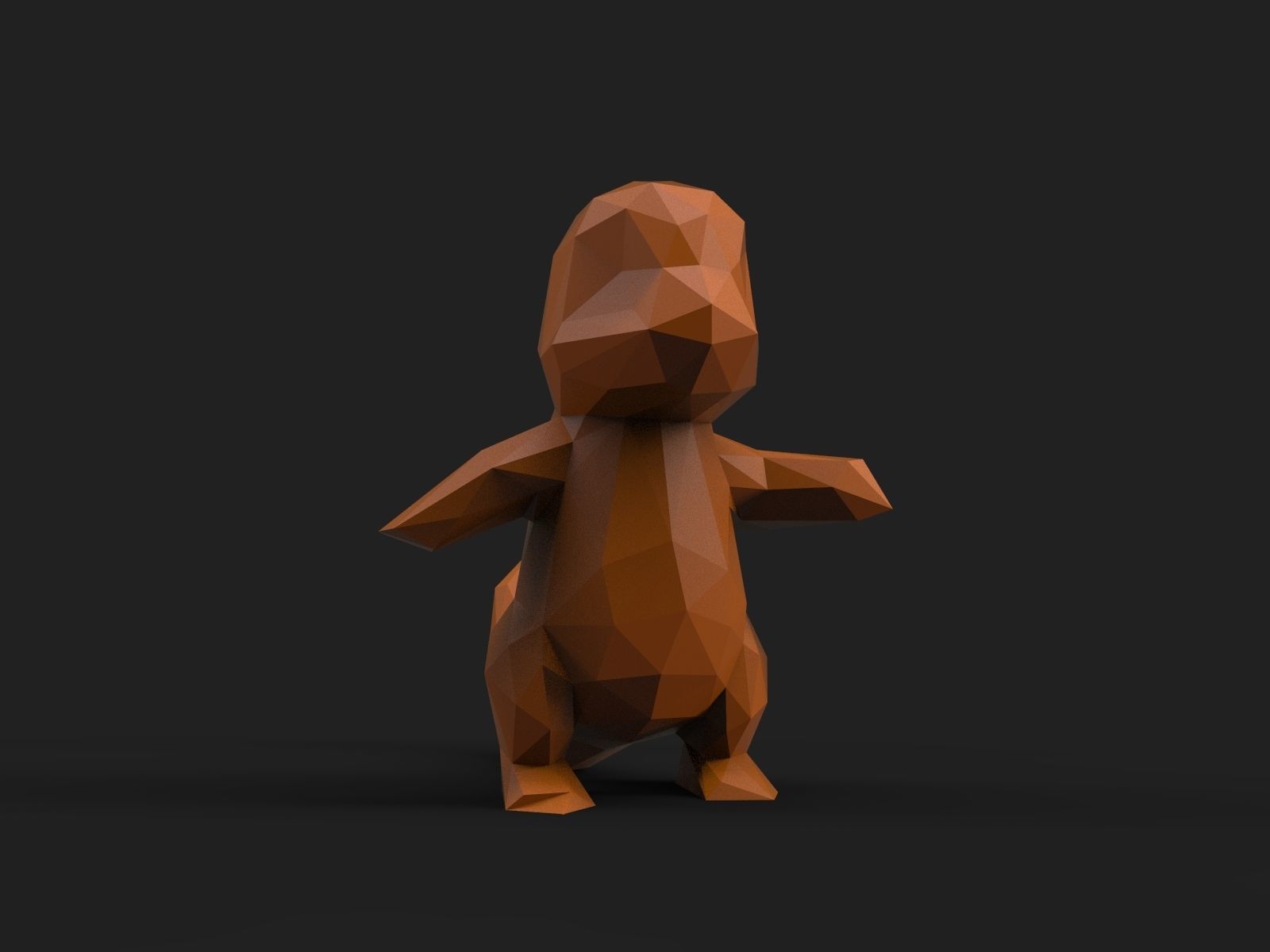Charmander Low Poly dinosaur 3D print model_2