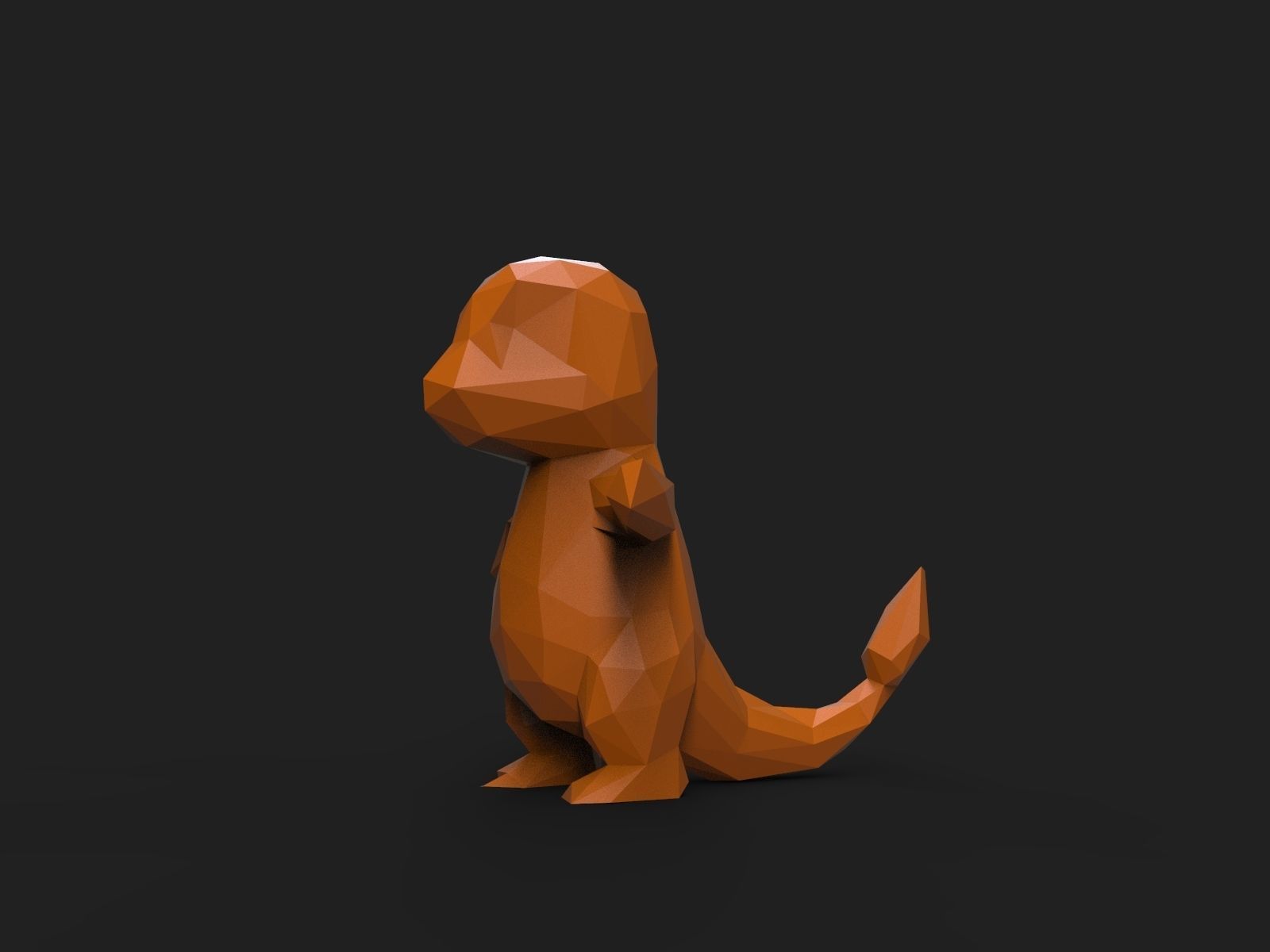 Charmander Low Poly dinosaur 3D print model_6