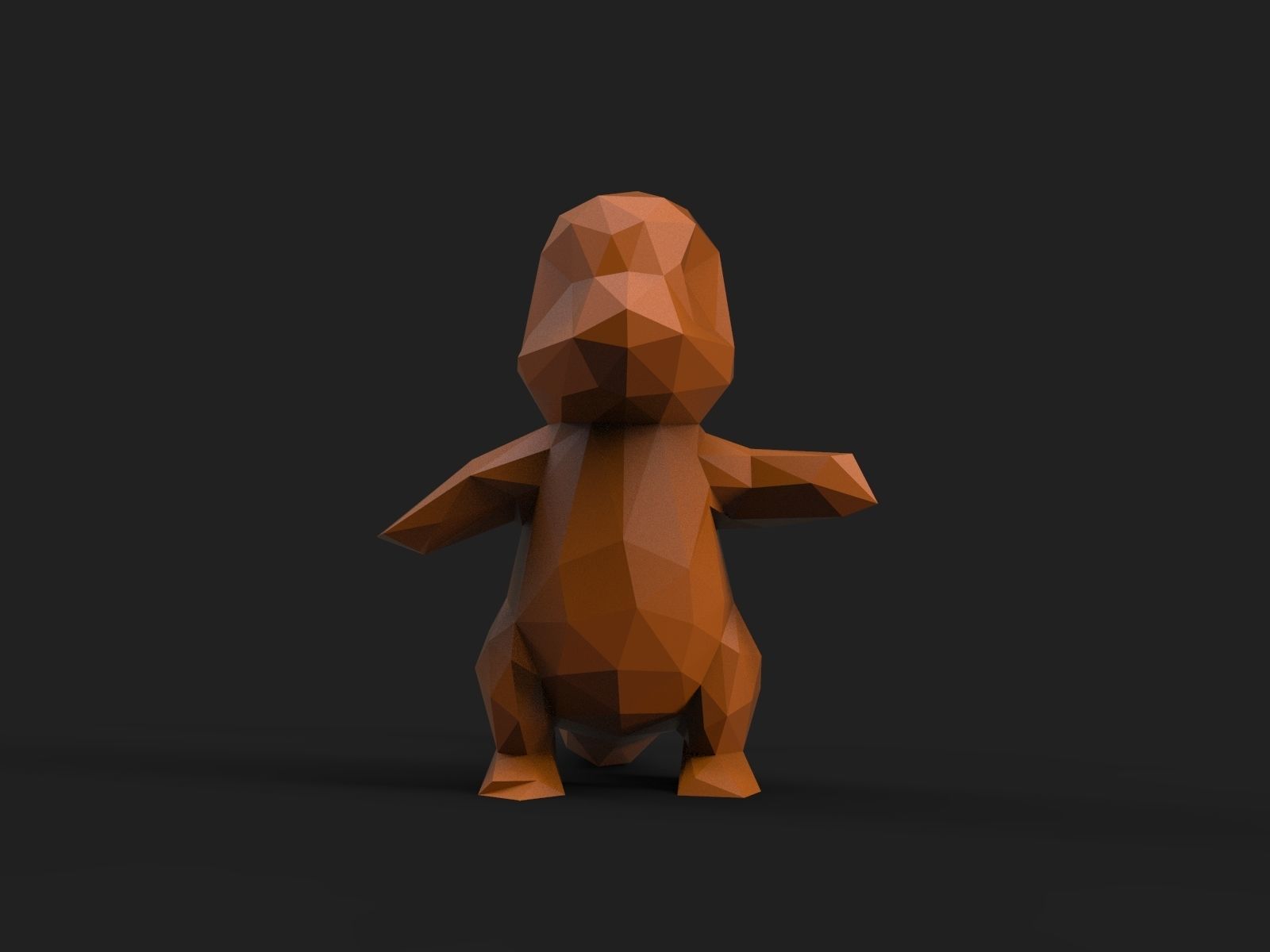 Charmander Low Poly dinosaur 3D print model_3