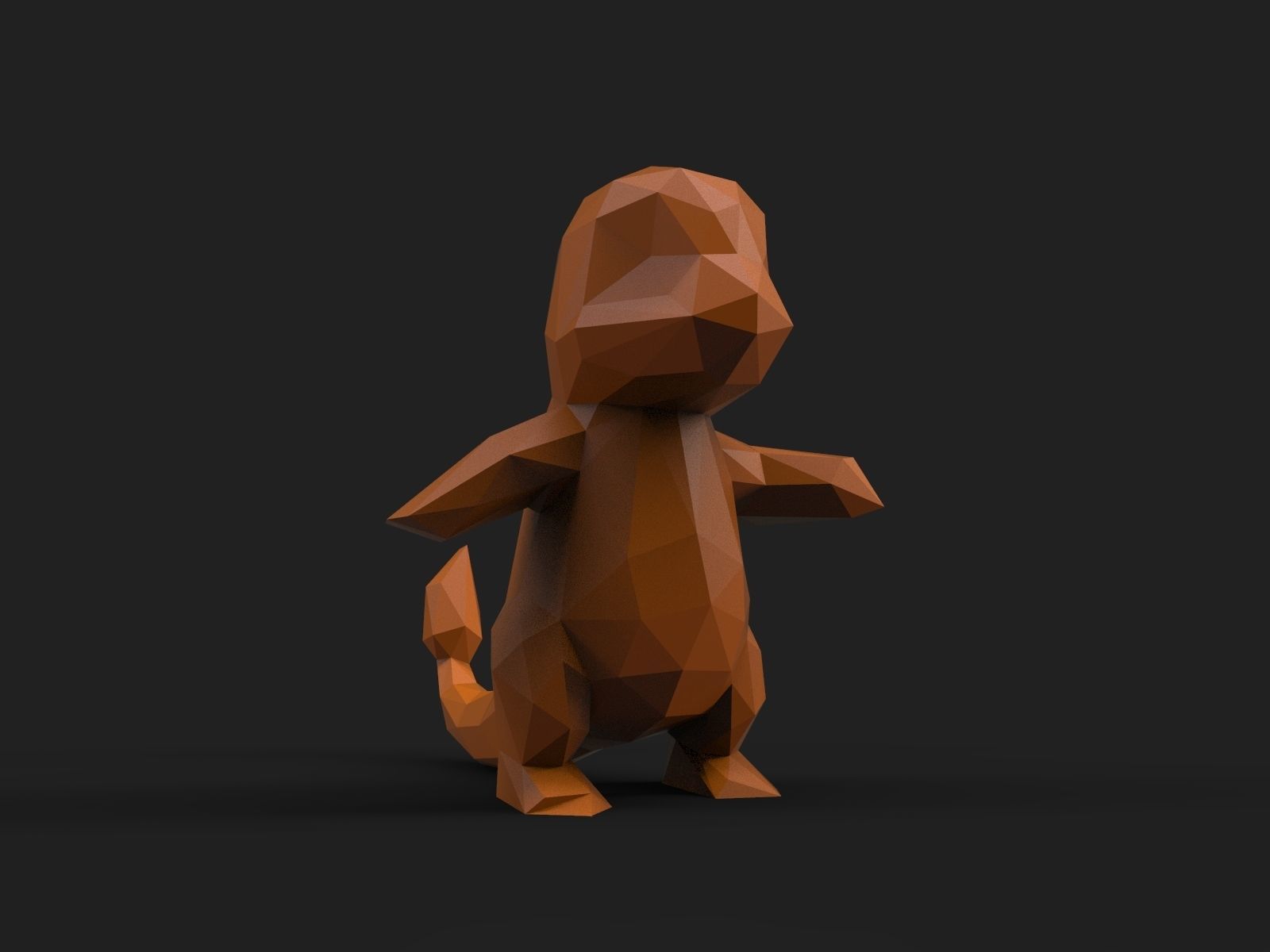Charmander Low Poly dinosaur 3D print model_1