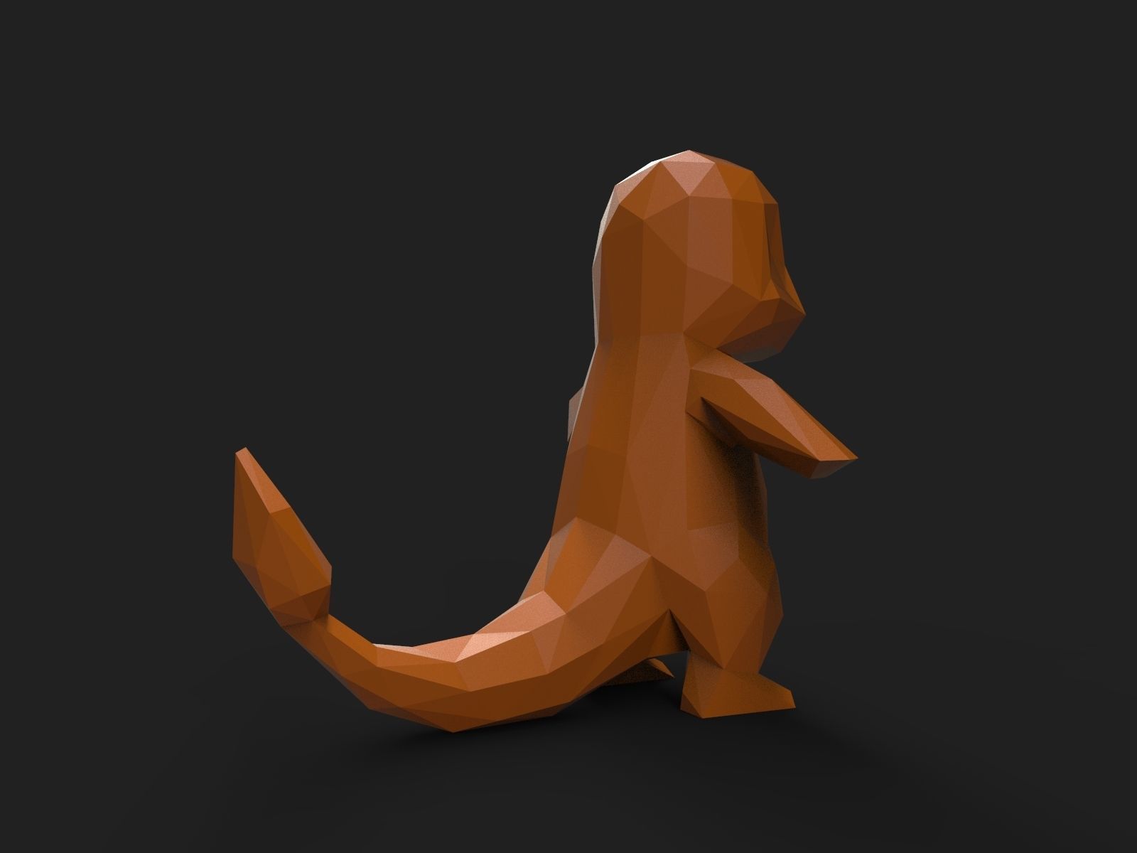 Charmander Low Poly dinosaur 3D print model_14