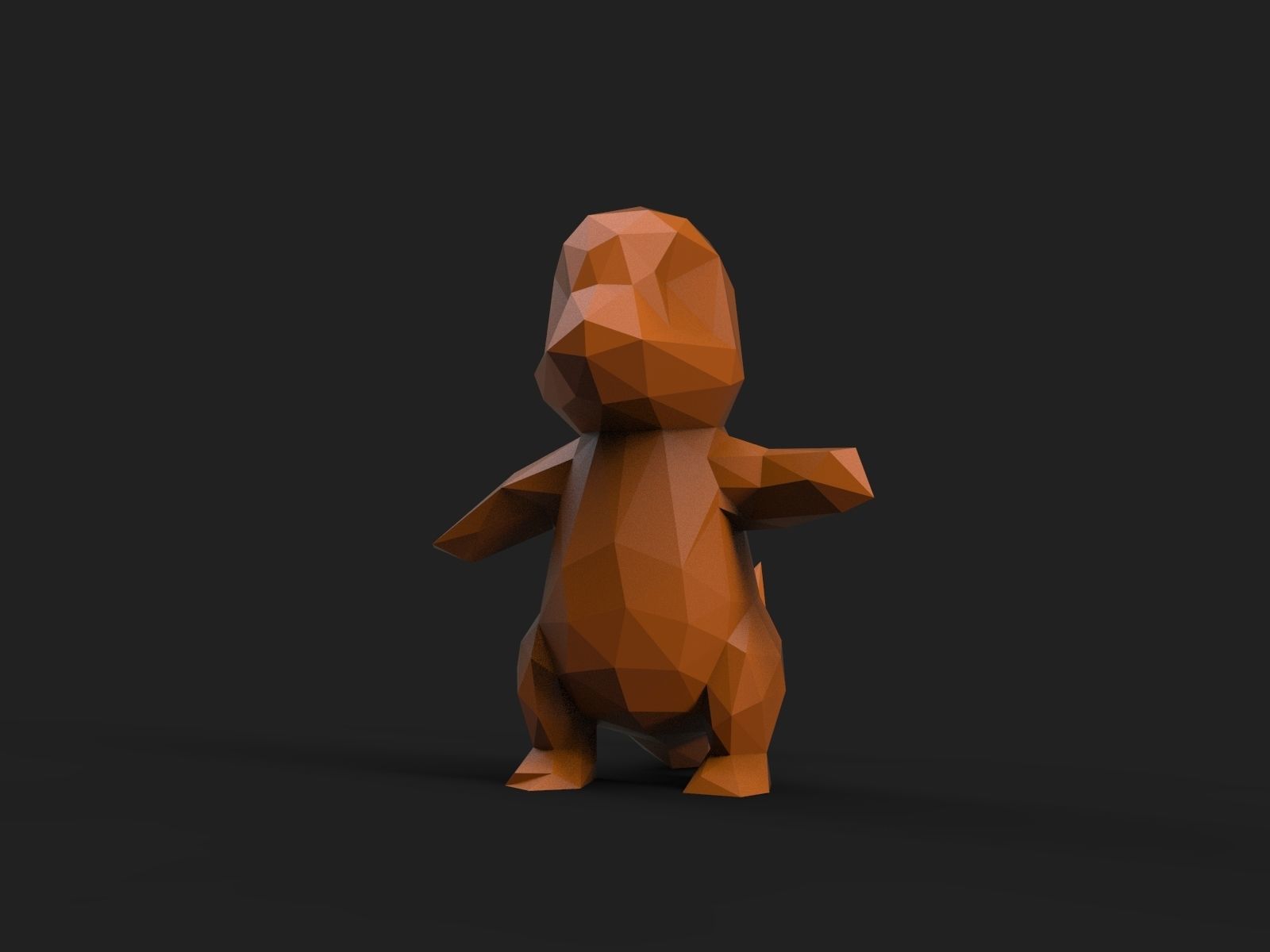 Charmander Low Poly dinosaur 3D print model_4