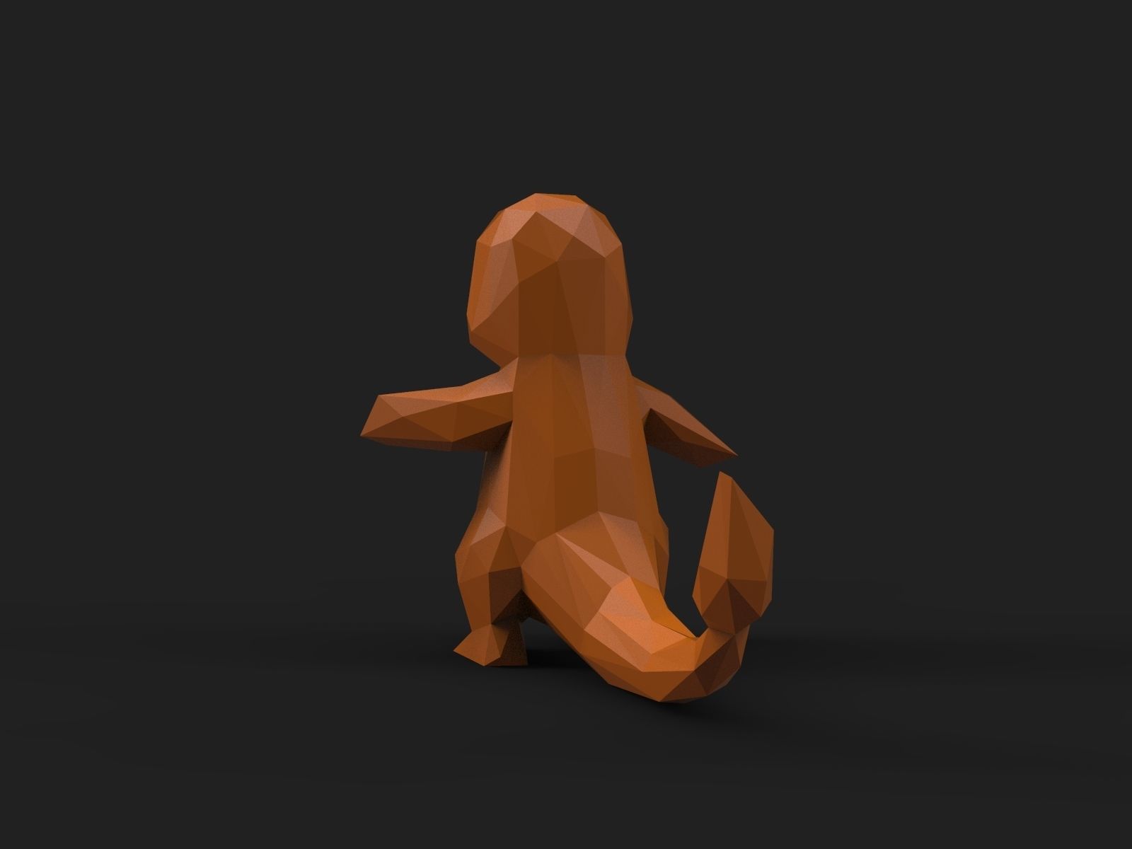 Charmander Low Poly dinosaur 3D print model_10