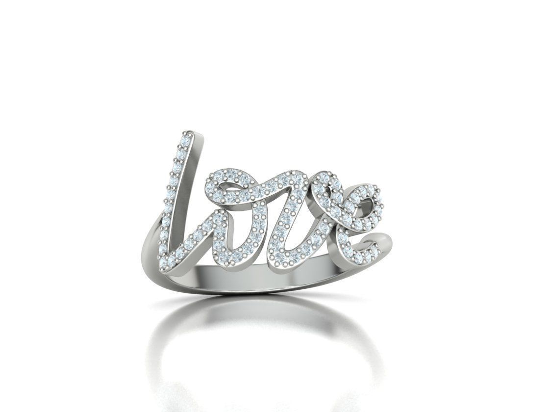 Love ring with diamonds printable model 3D print model_51