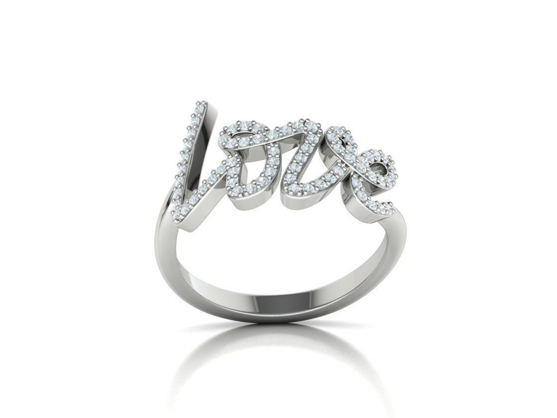 Love ring with diamonds printable model 3D print model_36