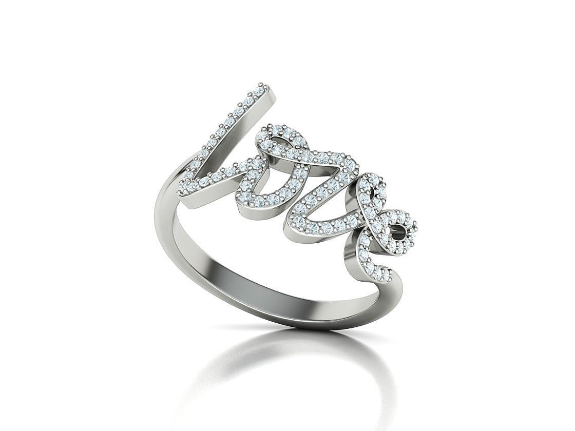 Love ring with diamonds printable model 3D print model_56