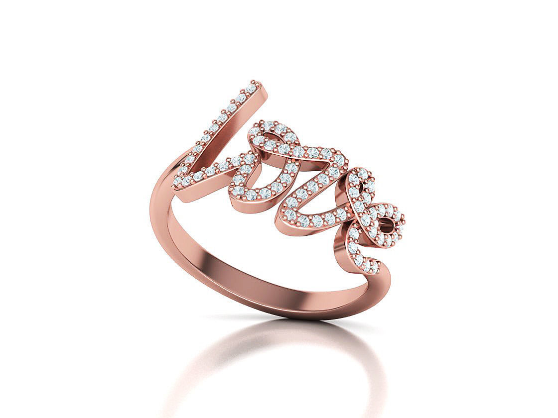 Love ring with diamonds printable model 3D print model_54
