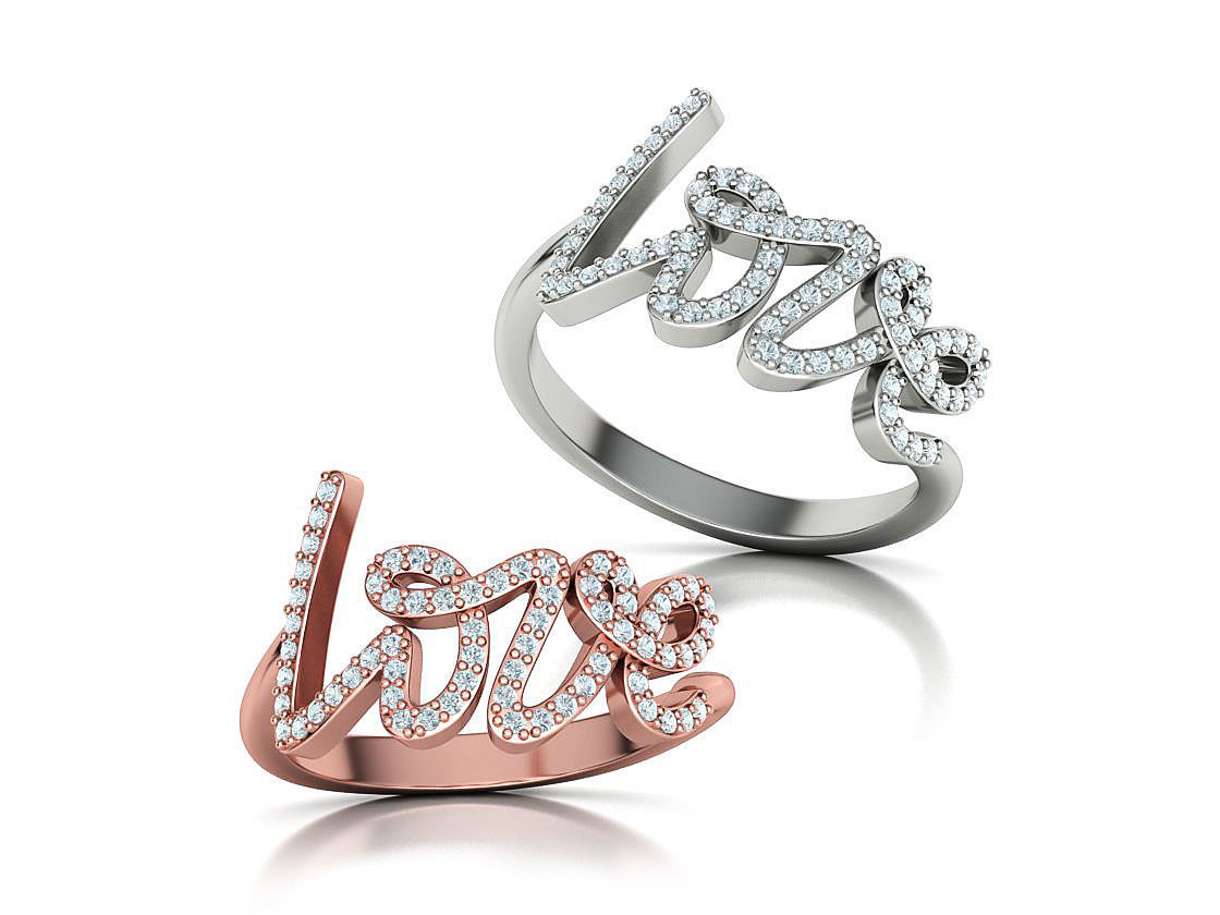 Love ring with diamonds printable model 3D print model_52