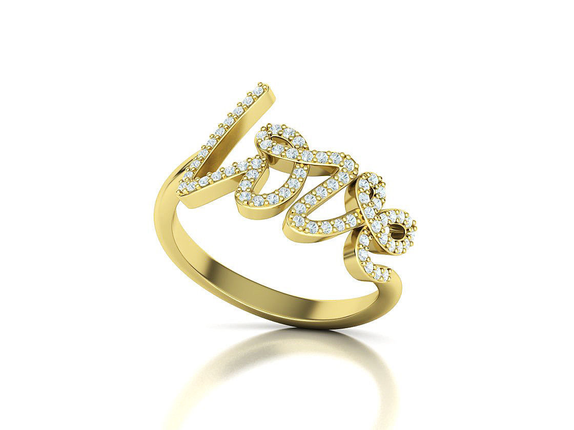 Love ring with diamonds printable model 3D print model_55