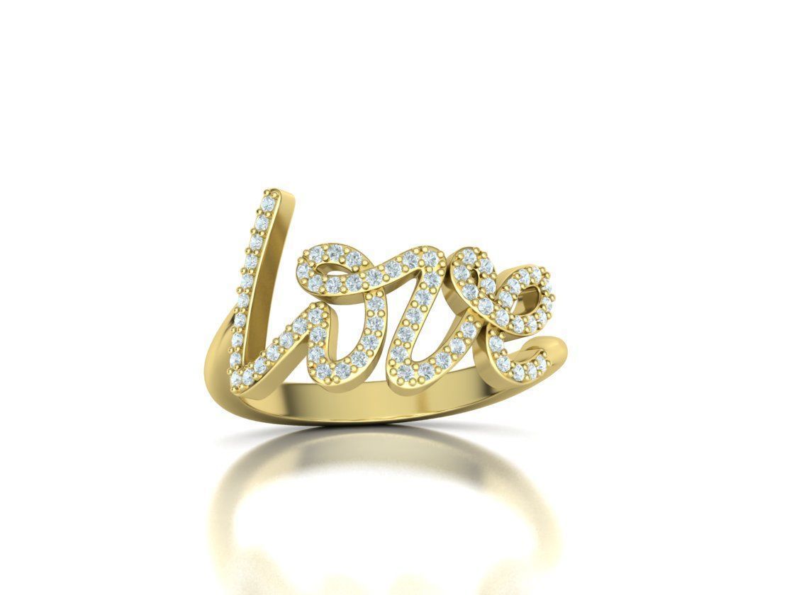 Love ring with diamonds printable model 3D print model_50