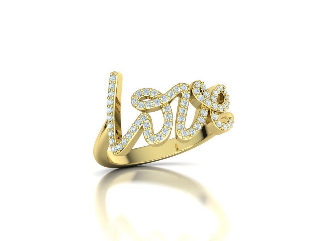 Love ring with diamonds printable model 3D print model_44
