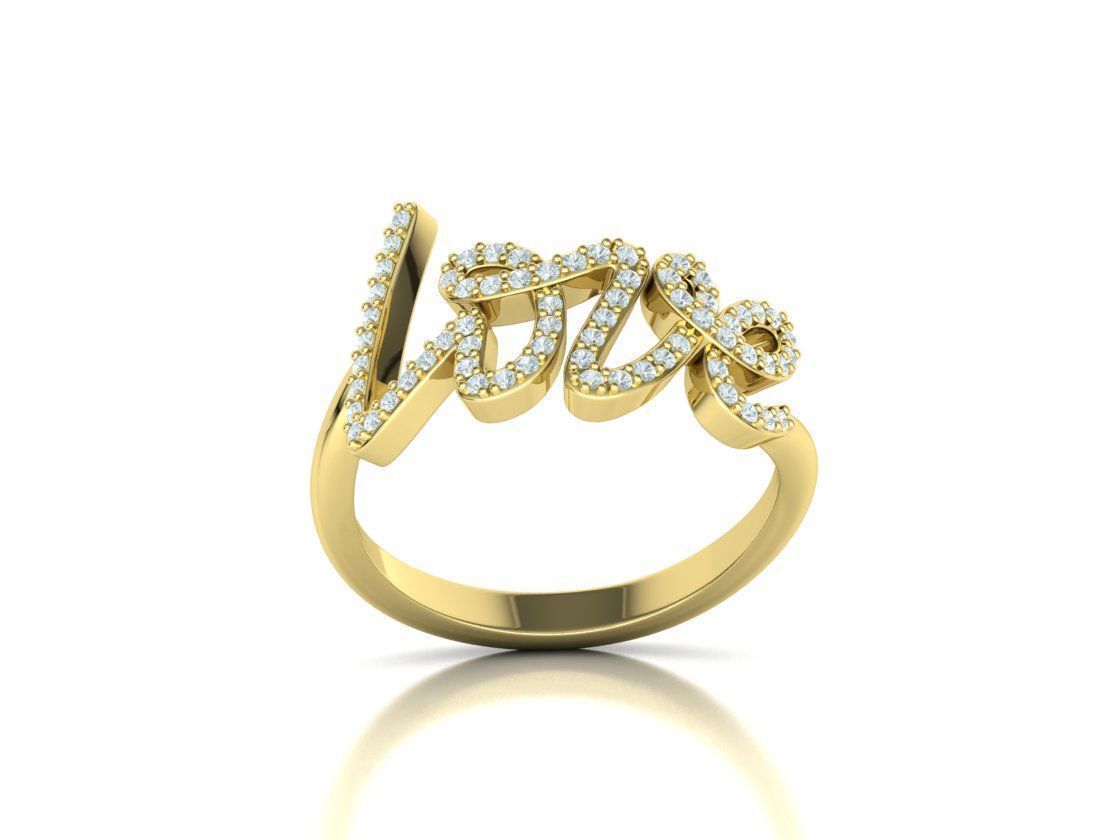 Love ring with diamonds printable model 3D print model_35