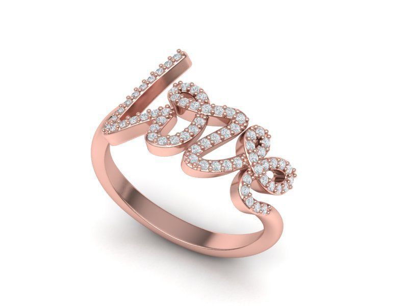 Love ring with diamonds printable model 3D print model_13