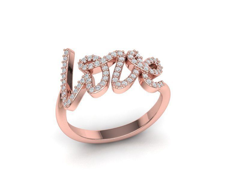 Love ring with diamonds printable model 3D print model_18
