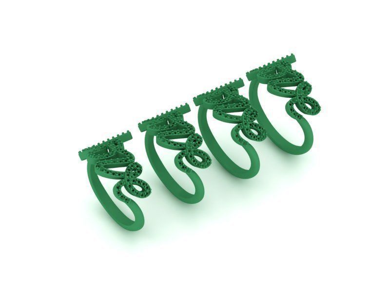 Love ring with diamonds printable model 3D print model_8