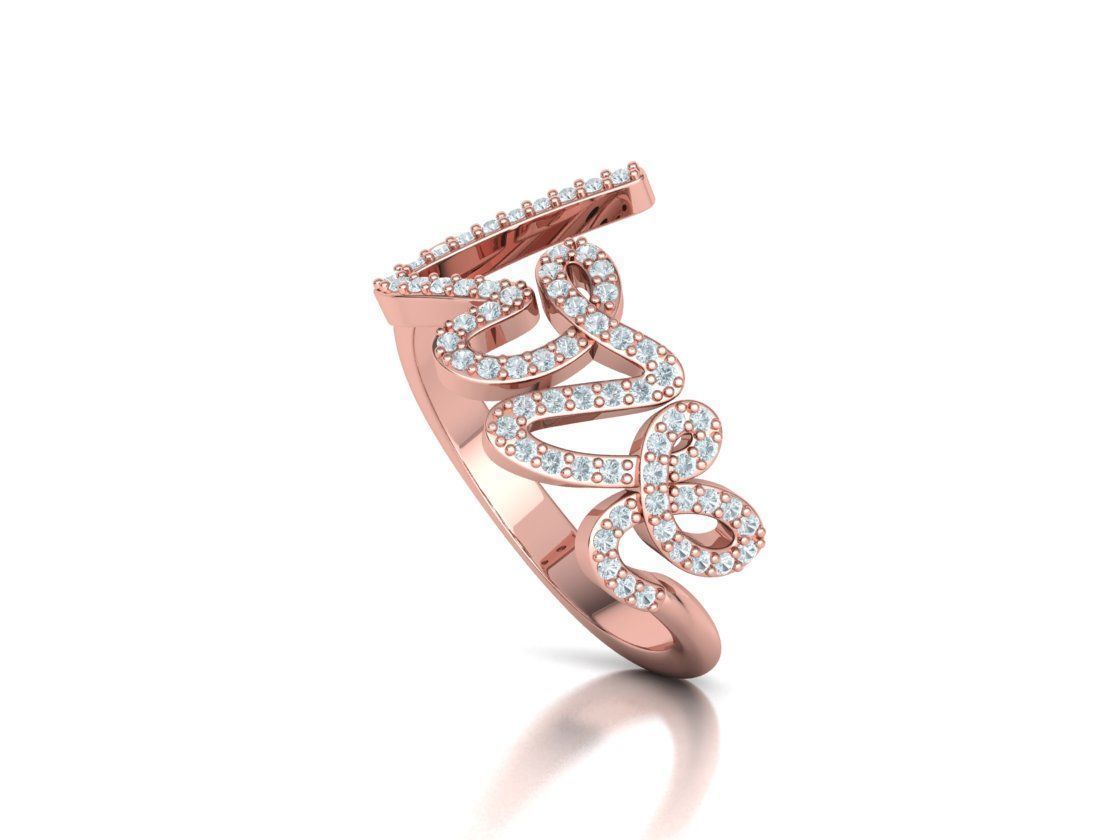 Love ring with diamonds printable model 3D print model_40