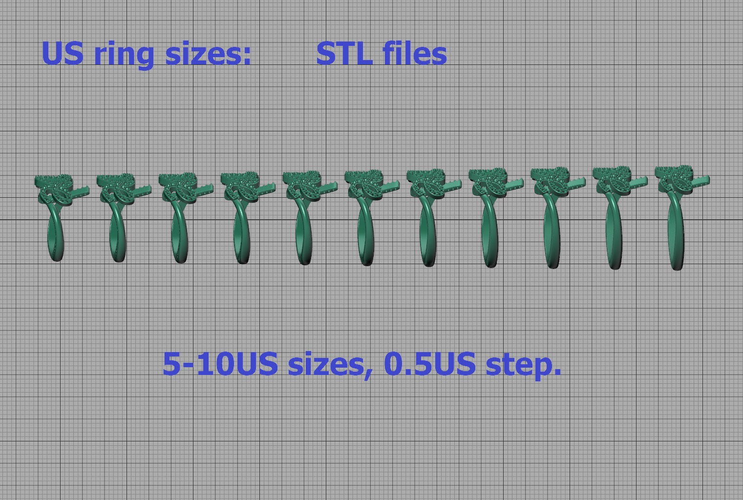 Love ring with diamonds printable model 3D print model_21