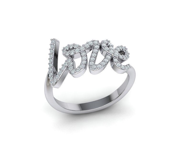 Love ring with diamonds printable model 3D print model_17