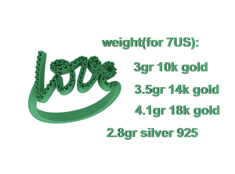 Love ring with diamonds printable model 3D print model_10