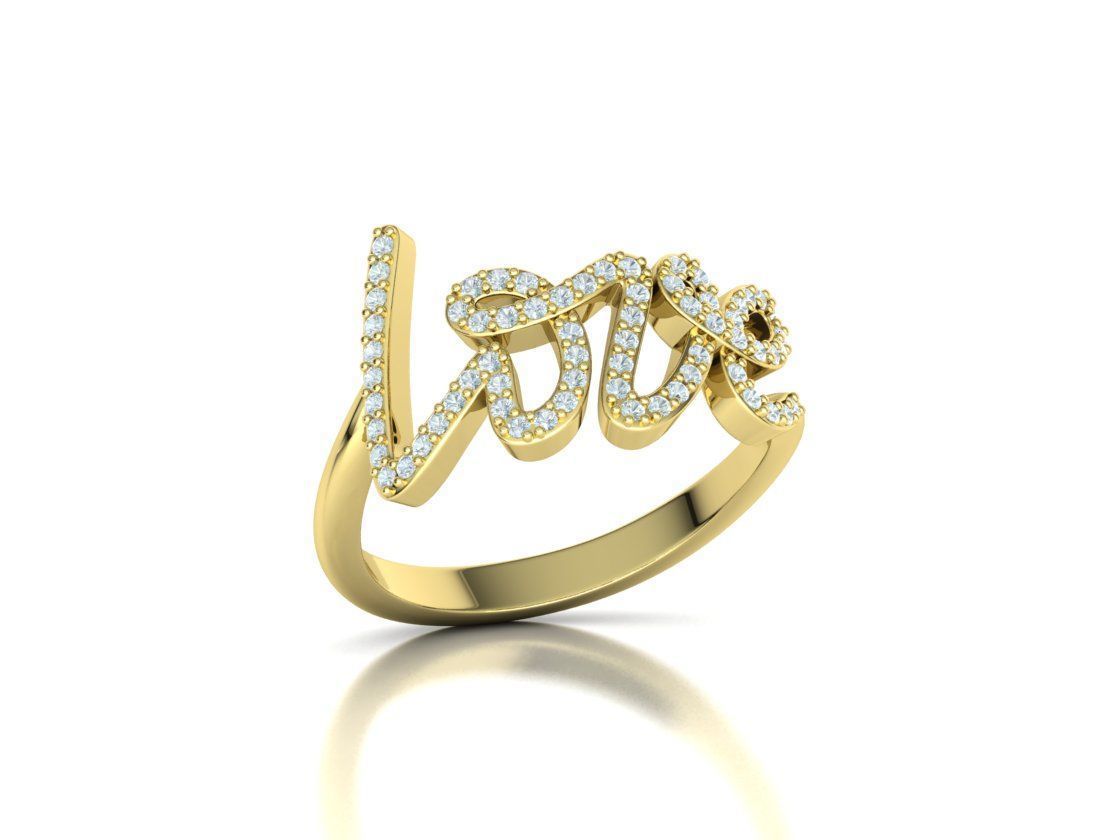 Love ring with diamonds printable model 3D print model_47