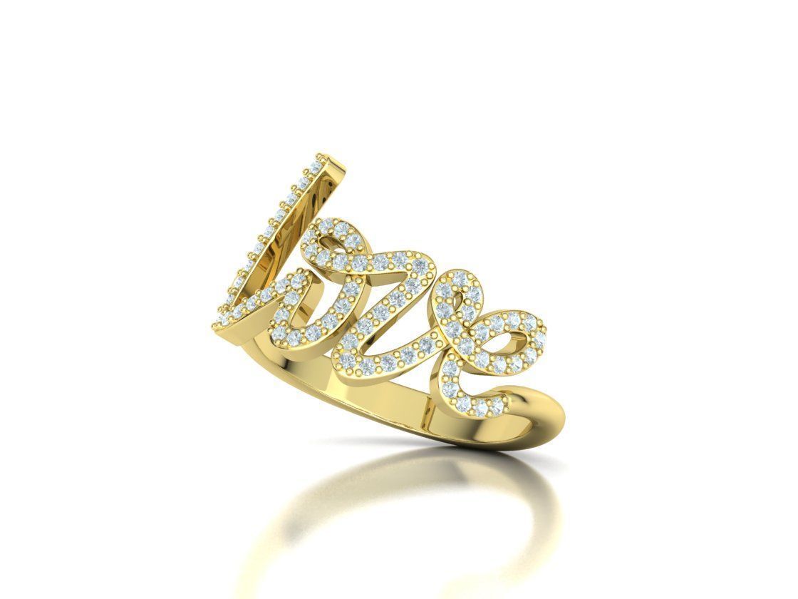 Love ring with diamonds printable model 3D print model_38