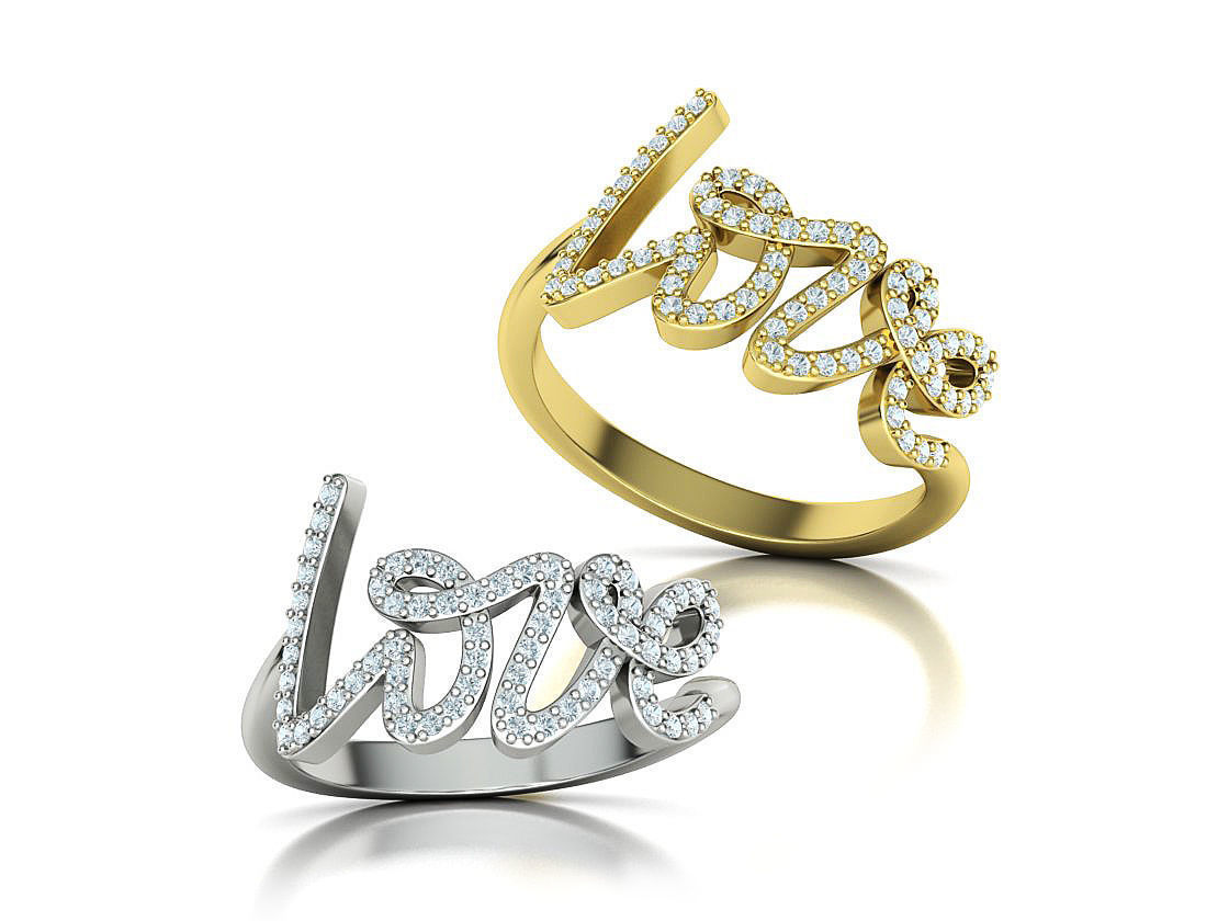 Love ring with diamonds printable model 3D print model_53