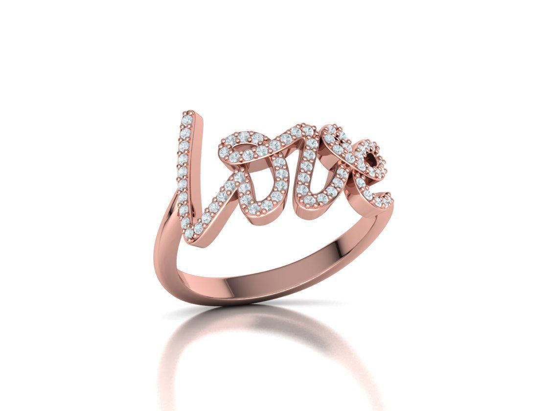 Love ring with diamonds printable model 3D print model_46