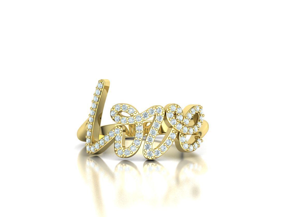 Love ring with diamonds printable model 3D print model_32