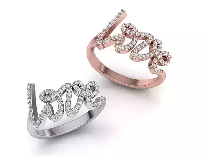 Love ring with diamonds printable model 3D print model